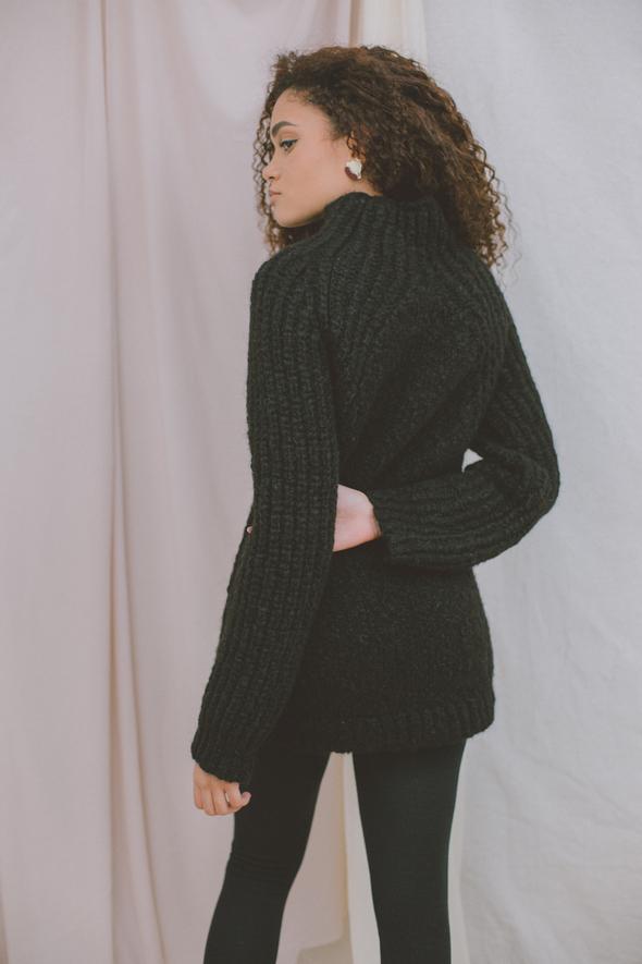 Long Black Wool Jumper by Cossac