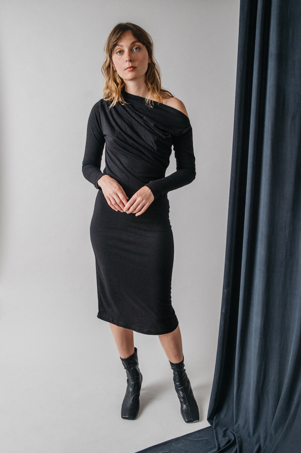 Black Drape Dress by Cossac