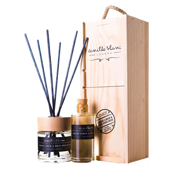 Fresh Linen & Bois Précieux Diffuser Set with Refill by Vanilla Blanc London