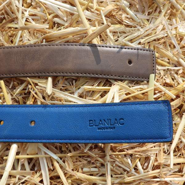 Vegan Blue Brown Reversible Strap Belt by Blanlac