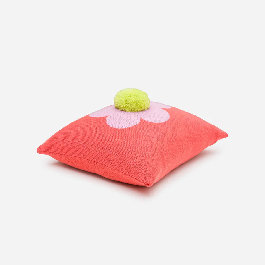Flower Pom Knit Pillow Cover - Melon by Verloop