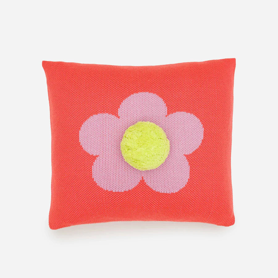 Flower Pom Knit Pillow Cover - Melon by Verloop