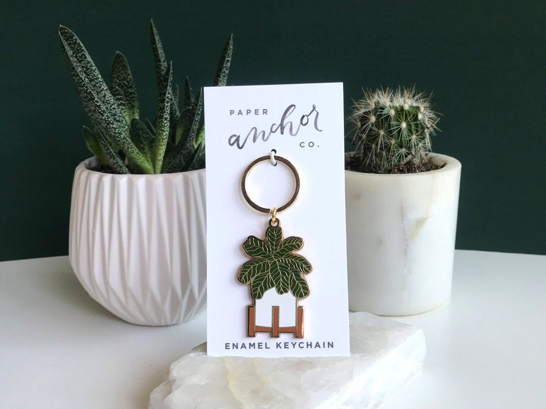 Fiddle Leaf Fig Enamel Keychain by Paper Anchor Co.