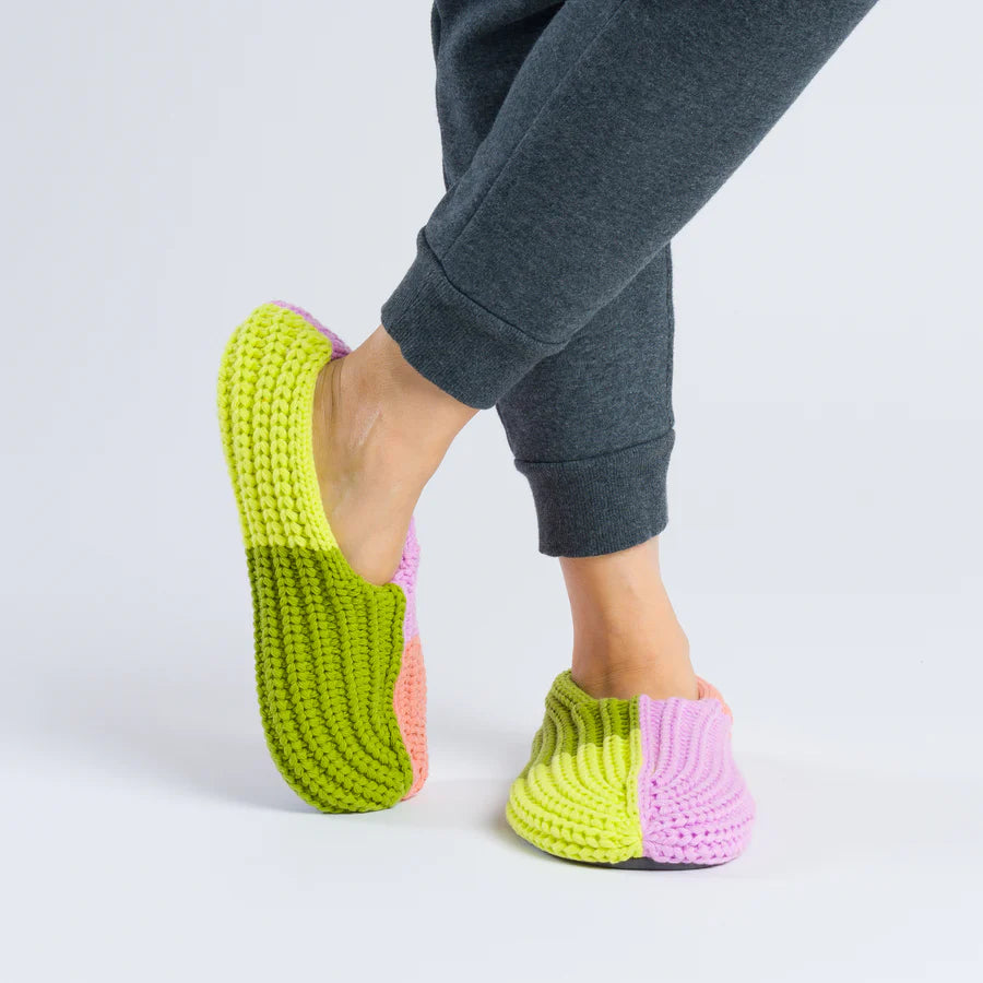 Quattro Knit Slippers - Lime Coral by Verloop