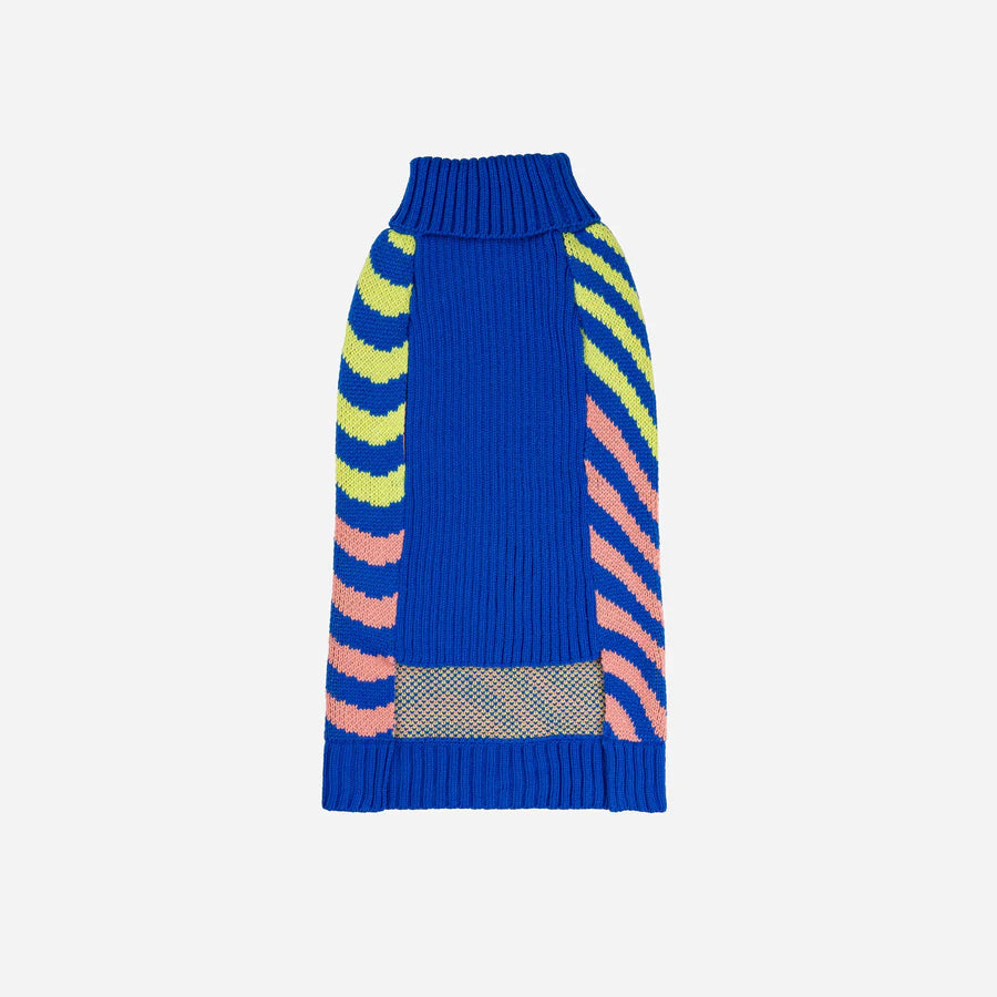 Sound Wave Dog Sweater - Coral Cobalt by Verloop