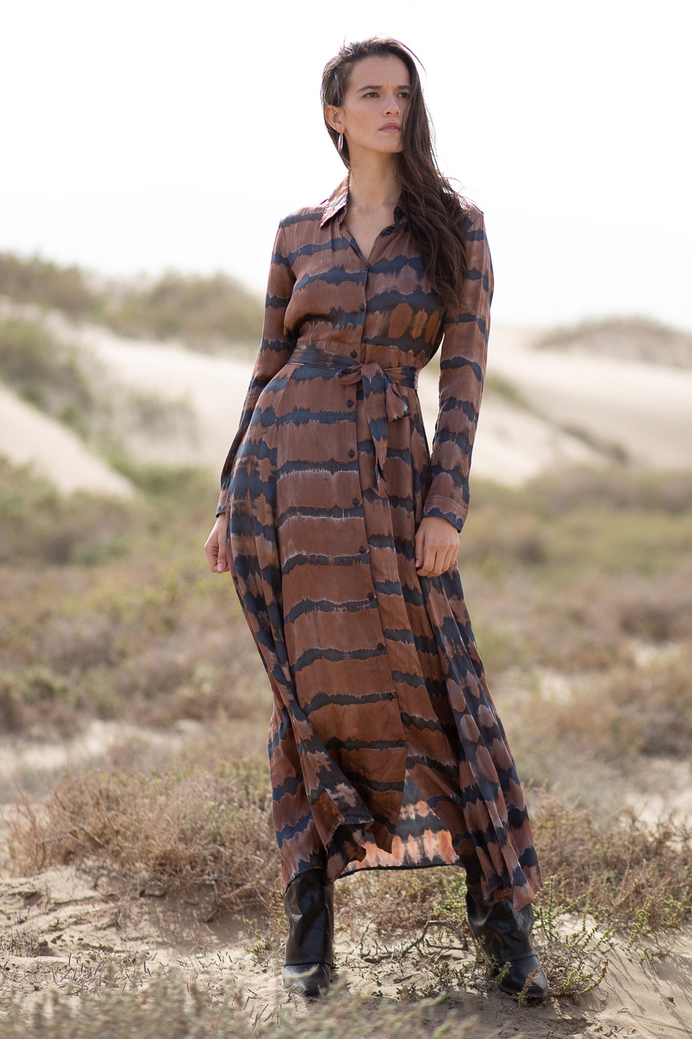 Betty Maxi Dress - Tie & Dye Brown by Poppy Field