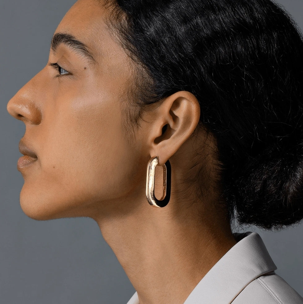 Mega U-Link Earrings Gold by Jenny Bird