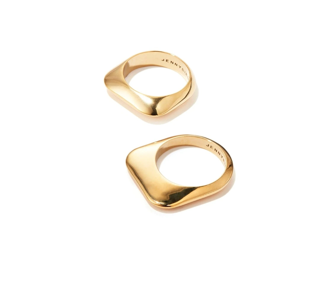 Cushion Ring Set Gold by Jenny Bird