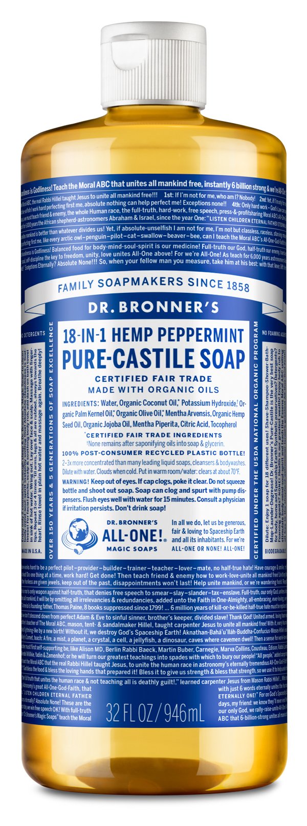 PEPPERMINT PURE-CASTILE LIQUID SOAP by Dr. Bronner