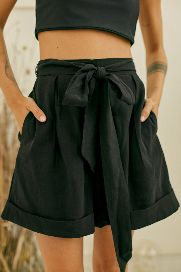 Black Tencel Shorts by Cossac
