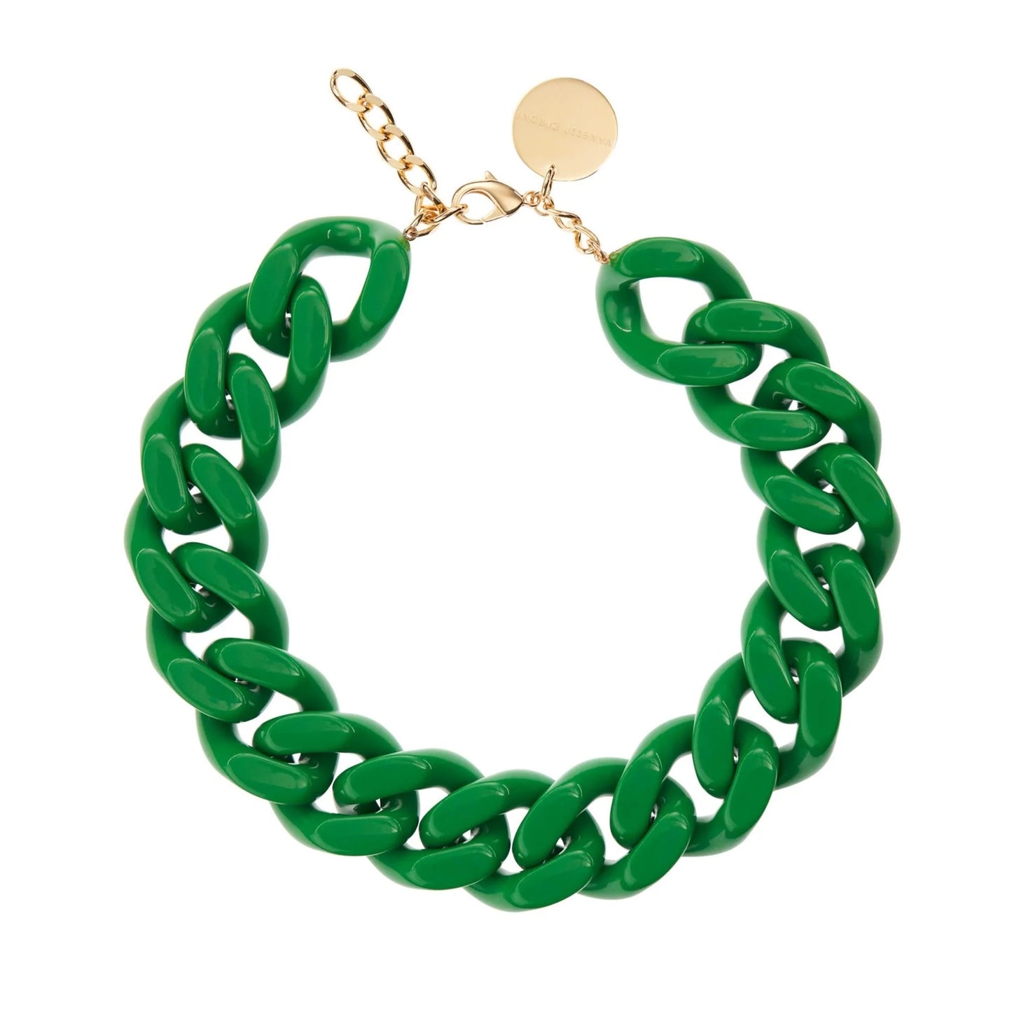 Big Flat Chain Necklace - Green by Vanessa Baroni