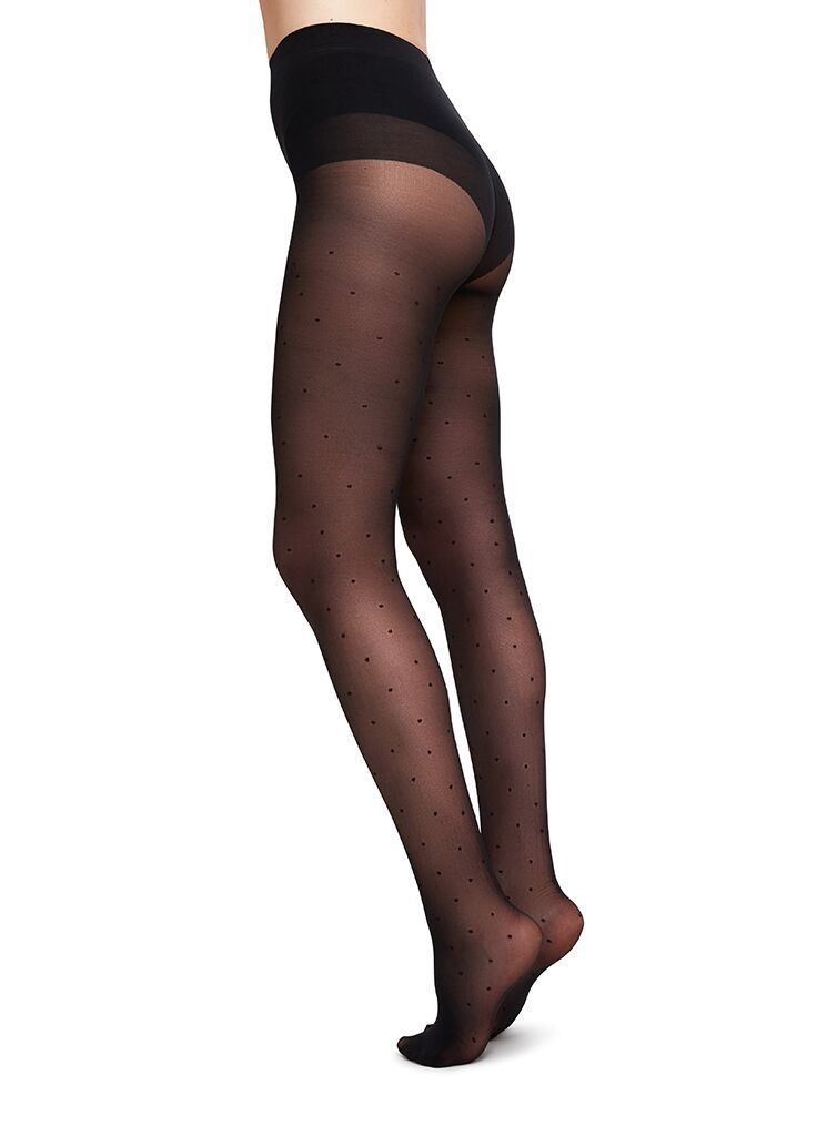 Doris Dots Tights Black by Swedish Stockings