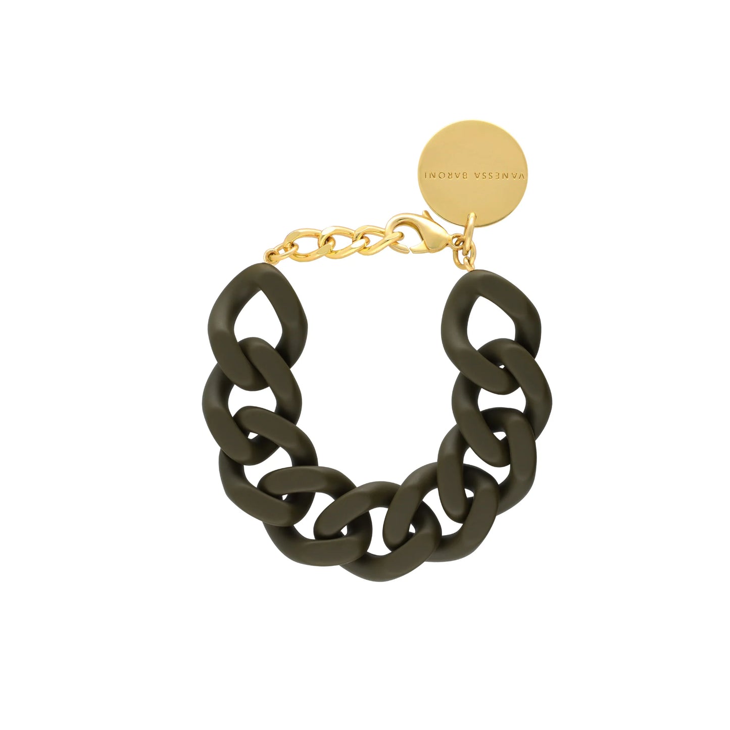 Flat Chain Bracelet - Matt Dark Olive by Vanessa Baroni