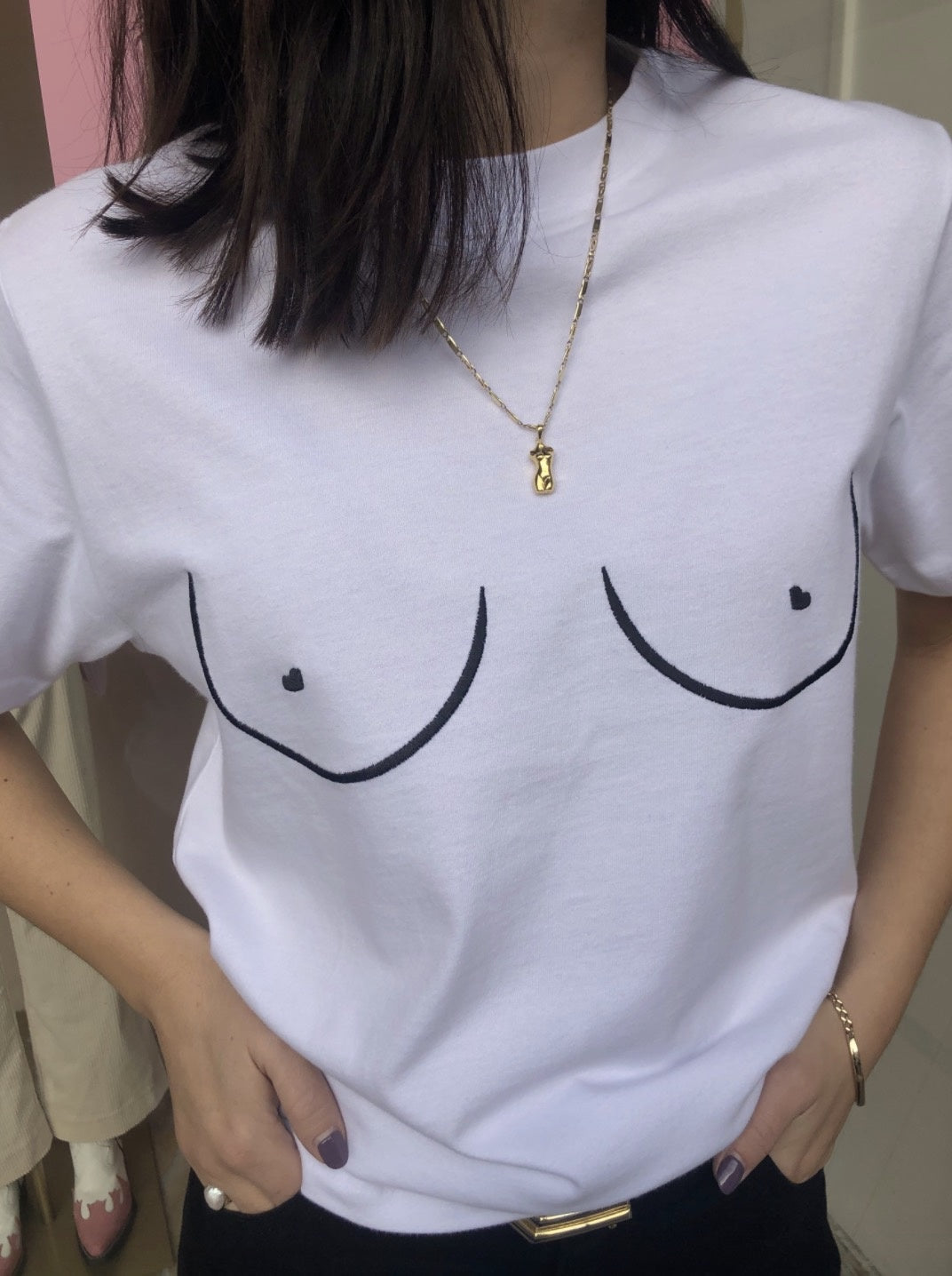 Tits Shirt in White/Black by T.I.T.S.