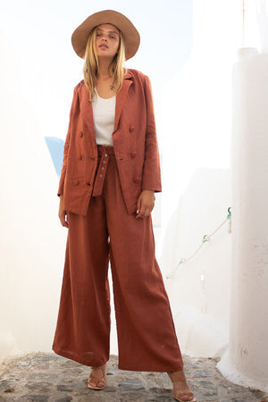 Guenia Linen Pant - Rouille by Poppy Field