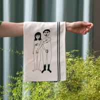 Tea Towel Naked Couple Front by Helen B
